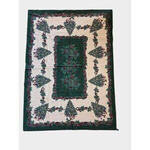 Vintage Charter Club Christmas Tree Tablecloth 100% Cotton 65x48 Brazil